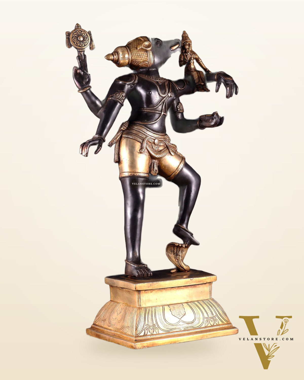 Pure Brass Large Varaha Lakshmi Statue – 24" Black and golden finish