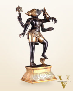Pure Brass Large Varaha Lakshmi Statue – 24" Black and golden finish