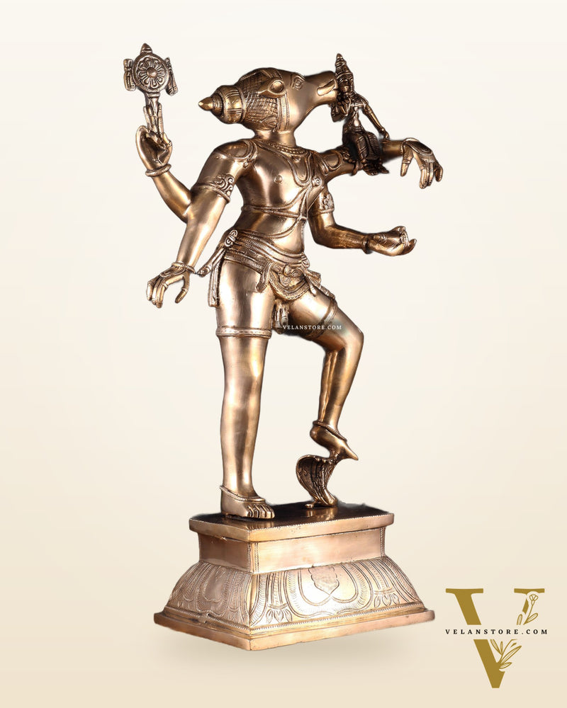 Pure Brass Large Varaha Lakshmi Statue – 24"