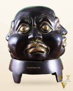 Pure Brass Laughing Buddha Dhoop Burner Showpiece – Antique Black Green Patina 5"