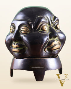 Pure Brass Laughing Buddha Dhoop Burner Showpiece – Antique Black Green Patina 5"