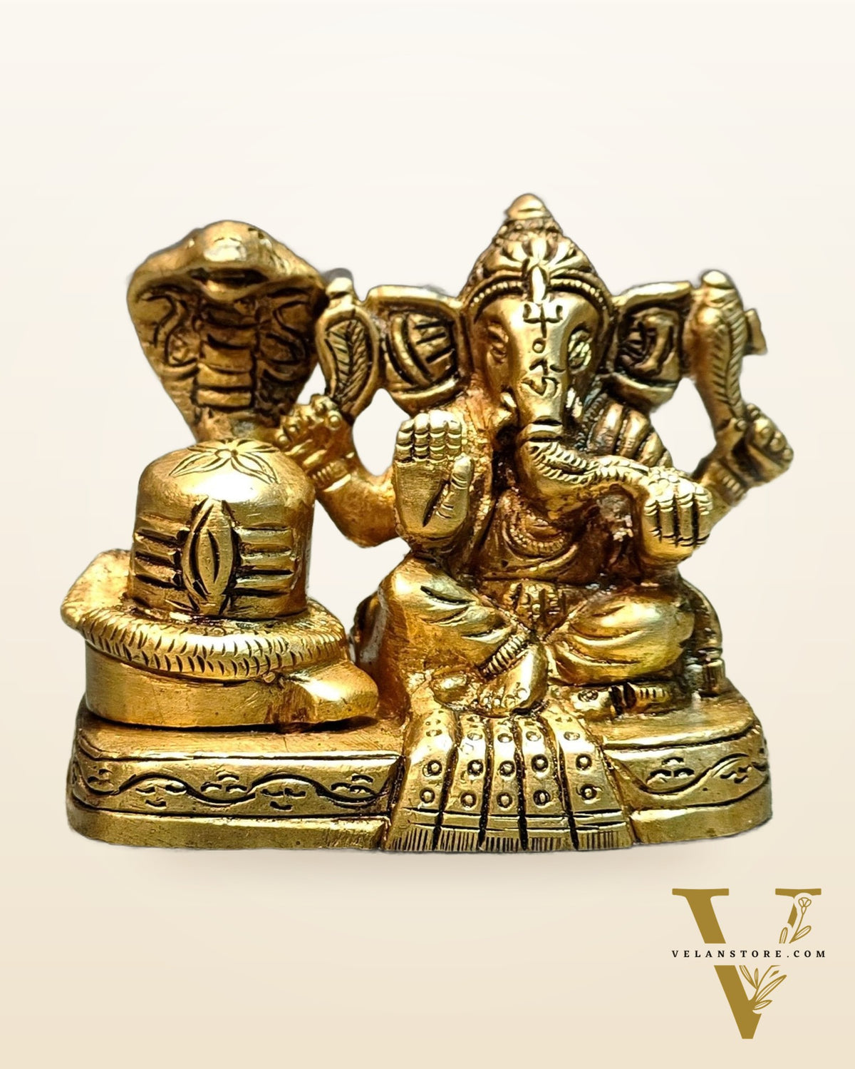 Pure Brass Lord anesha with shiv ling idol