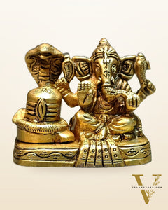 Pure Brass Lord anesha with shiv ling idol