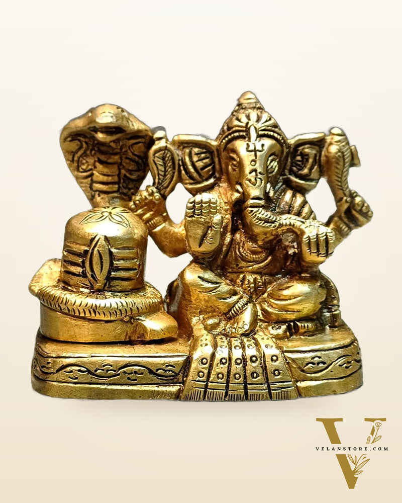 Pure Brass Lord anesha with shiv ling idol