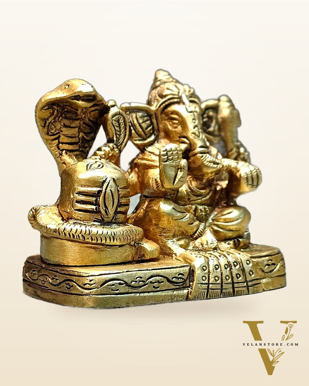 Pure Brass Lord anesha with shiv ling idol