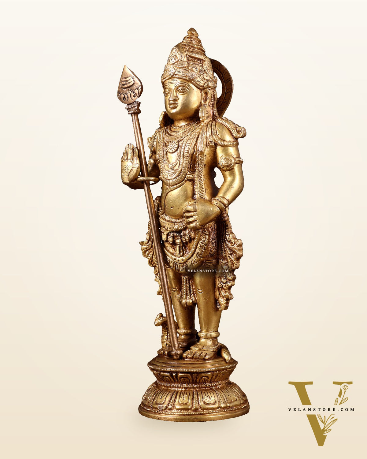 Pure Brass Lord Bala Murugan Kartikeya Statue | 11 Inches