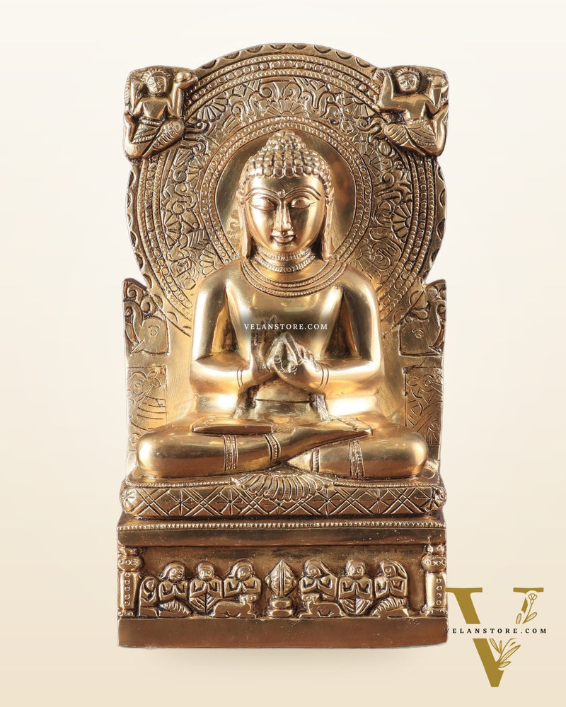 Pure Brass Lord Buddha Statue in Dharmachakra Mudra – 11"