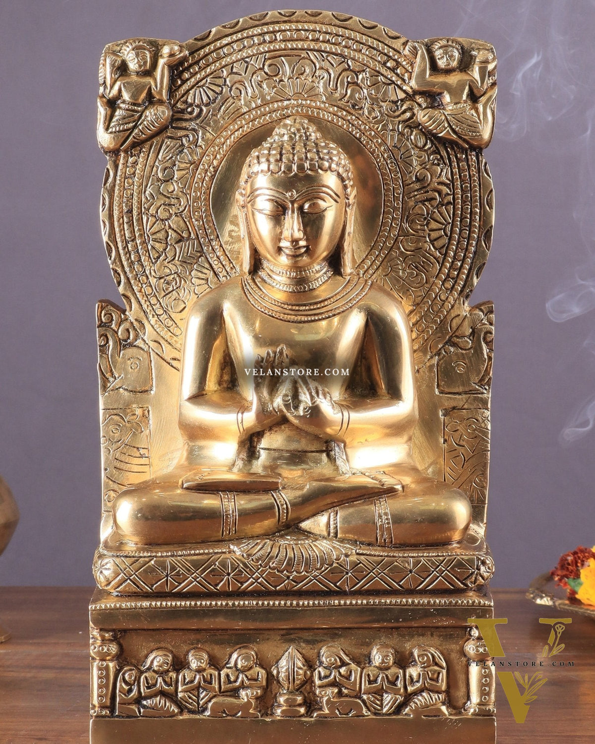 Pure Brass Lord Buddha Statue in Dharmachakra Mudra – 11"
