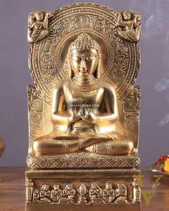 Pure Brass Lord Buddha Statue in Dharmachakra Mudra – 11"