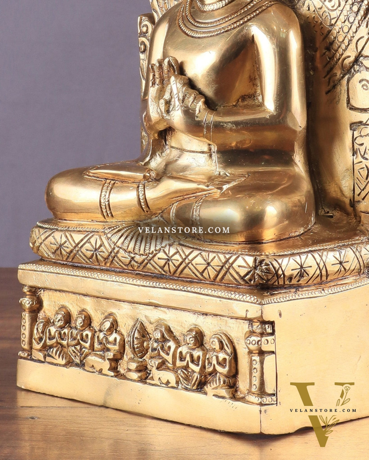 Pure Brass Lord Buddha Statue in Dharmachakra Mudra – 11"