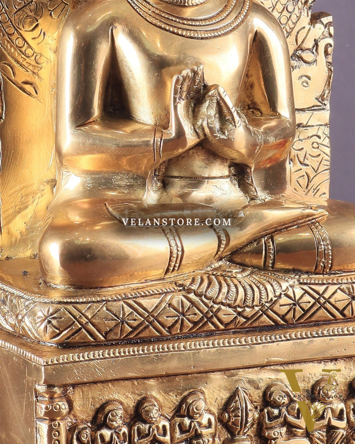 Pure Brass Lord Buddha Statue in Dharmachakra Mudra – 11"