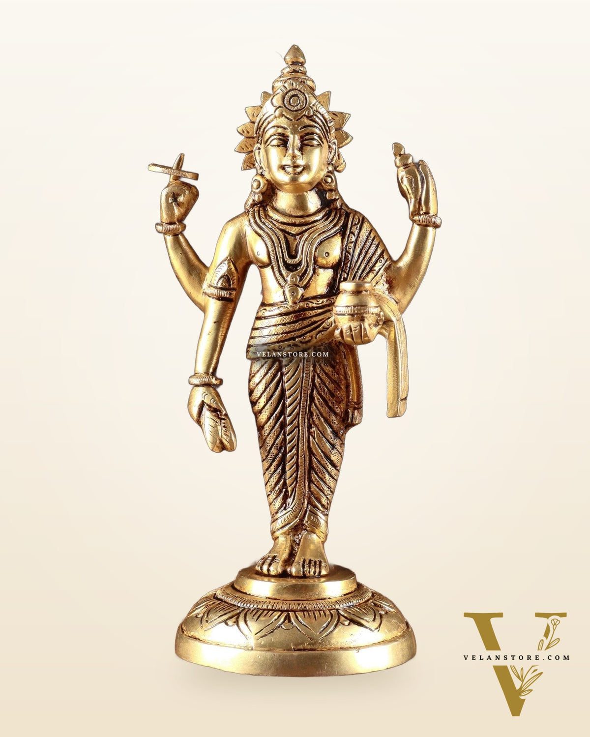 Pure Brass Lord Dhanvantari Statue – 9” Height