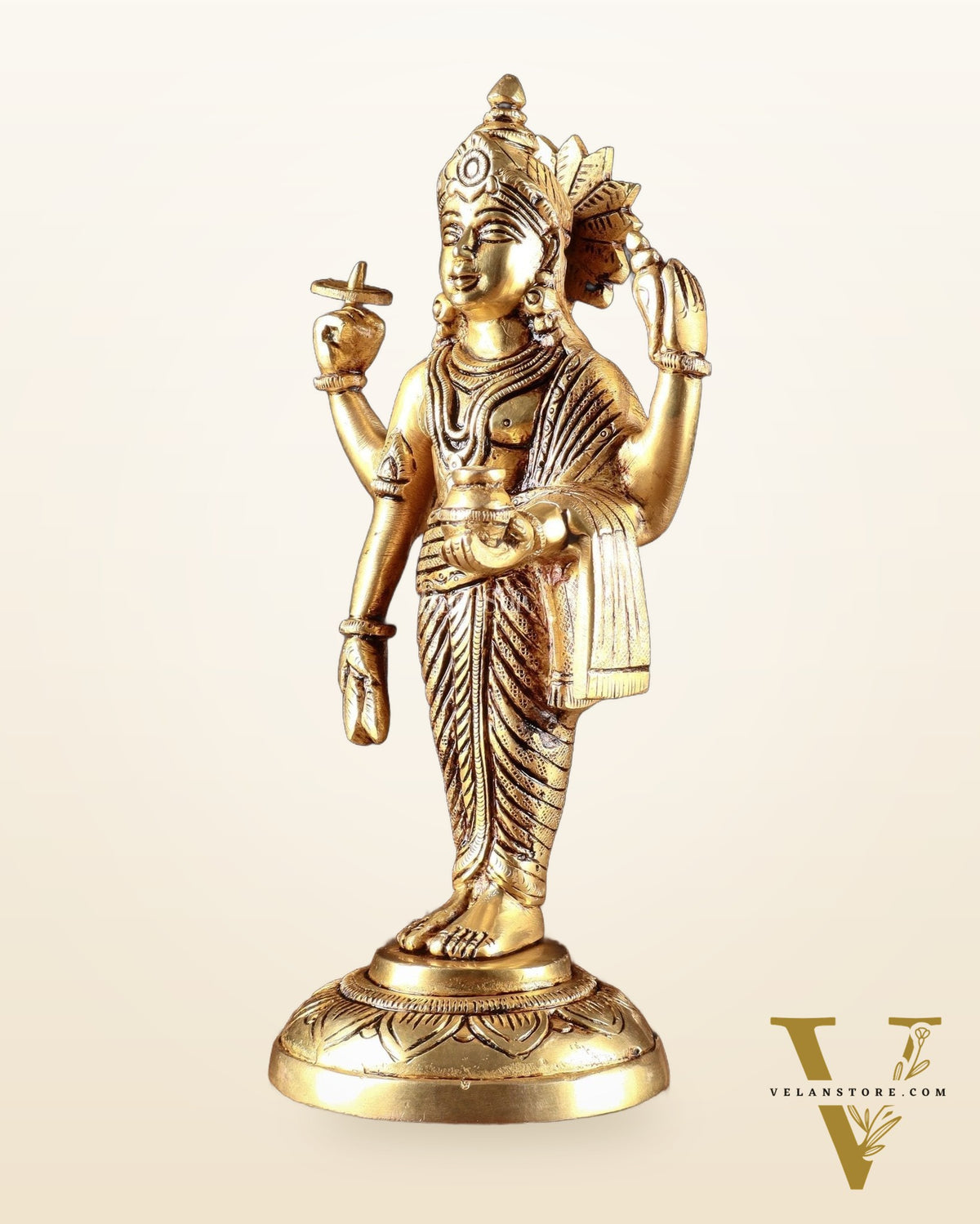 Pure Brass Lord Dhanvantari Statue – 9” Height