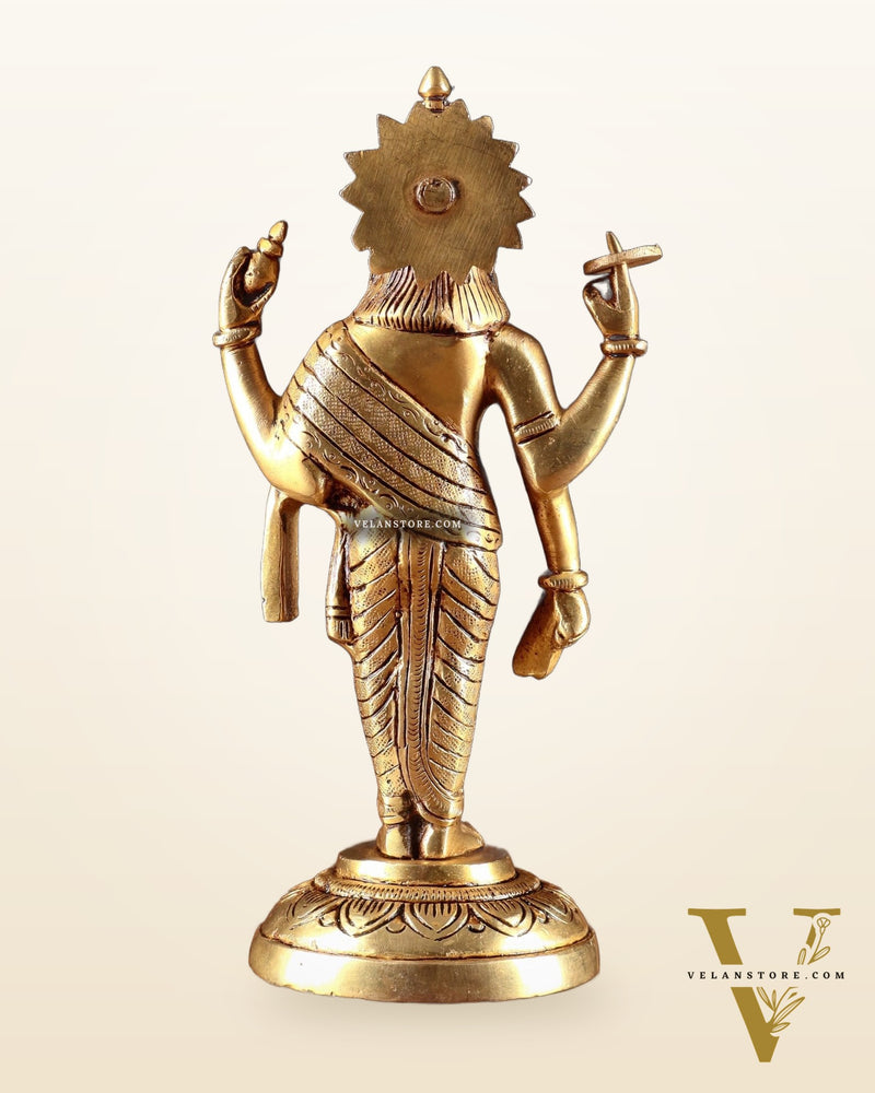 Pure Brass Lord Dhanvantari Statue – 9” Height