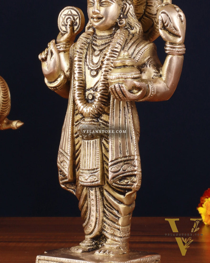Pure Brass Lord Dhanvantari Statue – Finely Crafted, 9.5 Inch