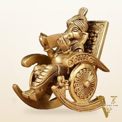 Pure Brass Lord Ganapati Seated on a Swinging Chair Idol Showpiece 6.5"