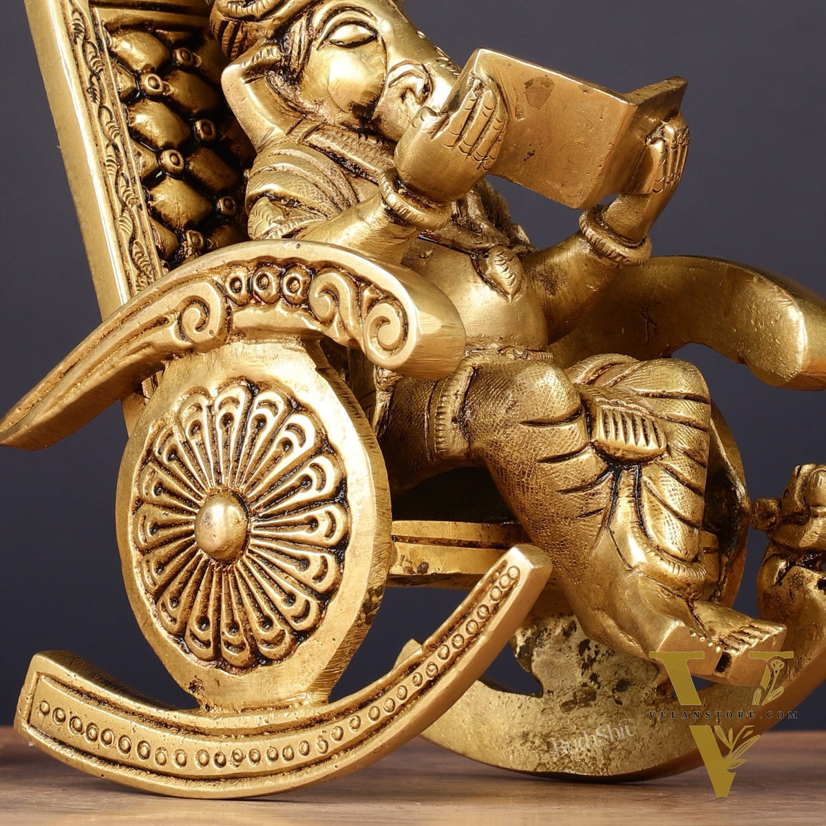 Pure Brass Lord Ganapati Seated on a Swinging Chair Idol Showpiece 6.5"