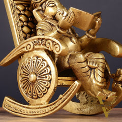 Pure Brass Lord Ganapati Seated on a Swinging Chair Idol Showpiece 6.5"