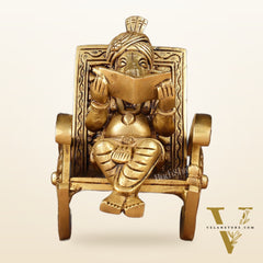 Pure Brass Lord Ganapati Seated on a Swinging Chair Idol Showpiece 6.5"