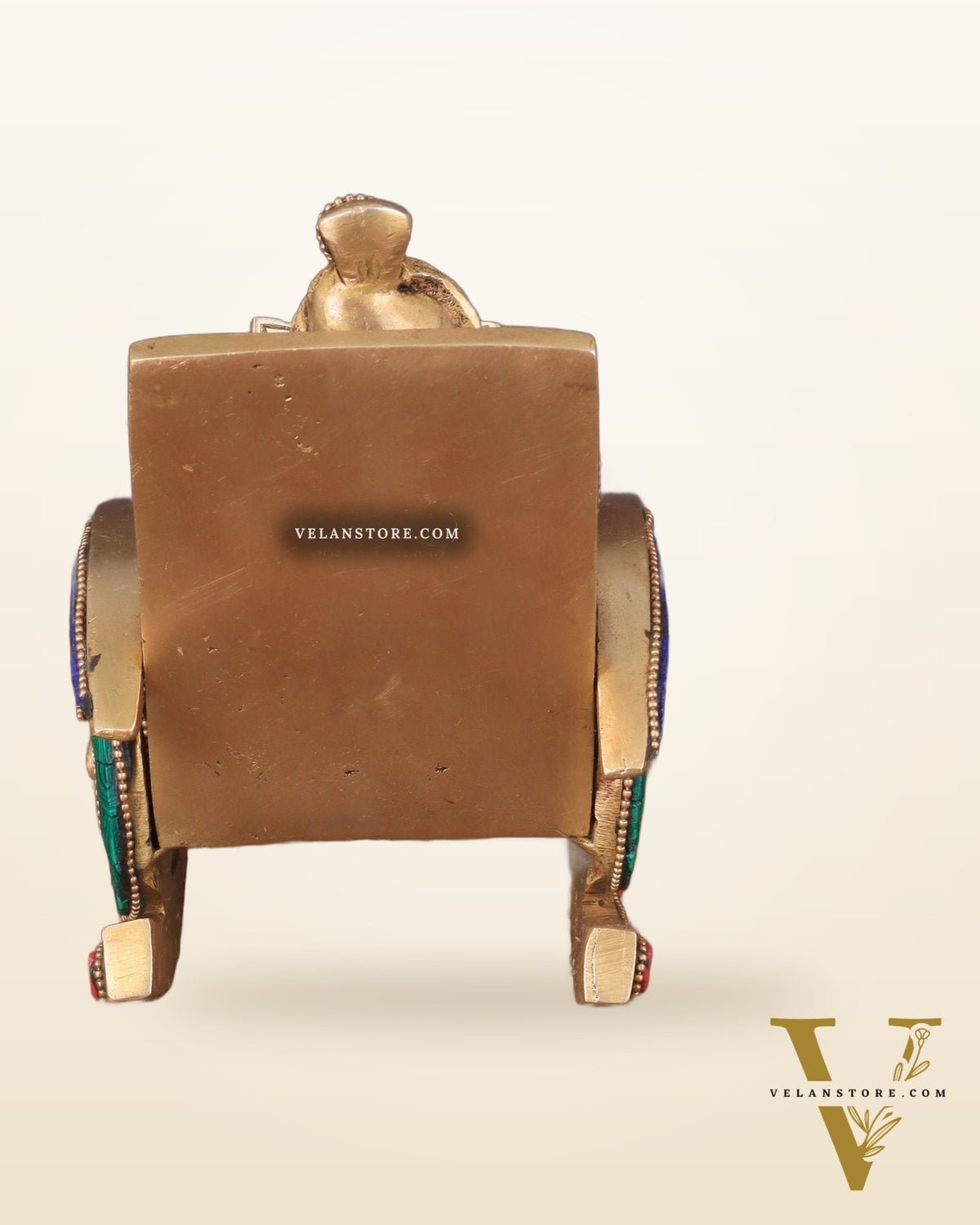 Pure Brass Lord Ganapati Seated on a Swinging Chair Idol Showpiece 6.5" with stonework