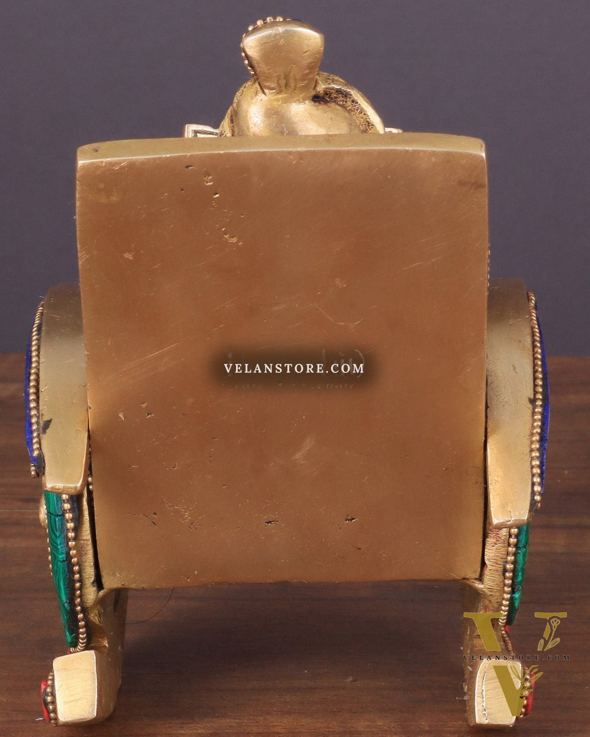 Pure Brass Lord Ganapati Seated on a Swinging Chair Idol Showpiece 6.5" with stonework