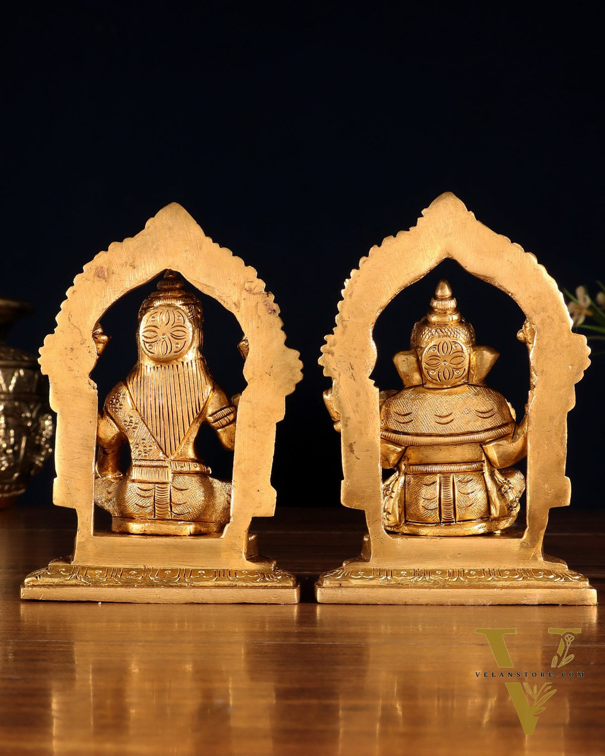 Pure Brass Lord Ganesha & Goddess Lakshmi Idols – Handcrafted Divine Pair 5"