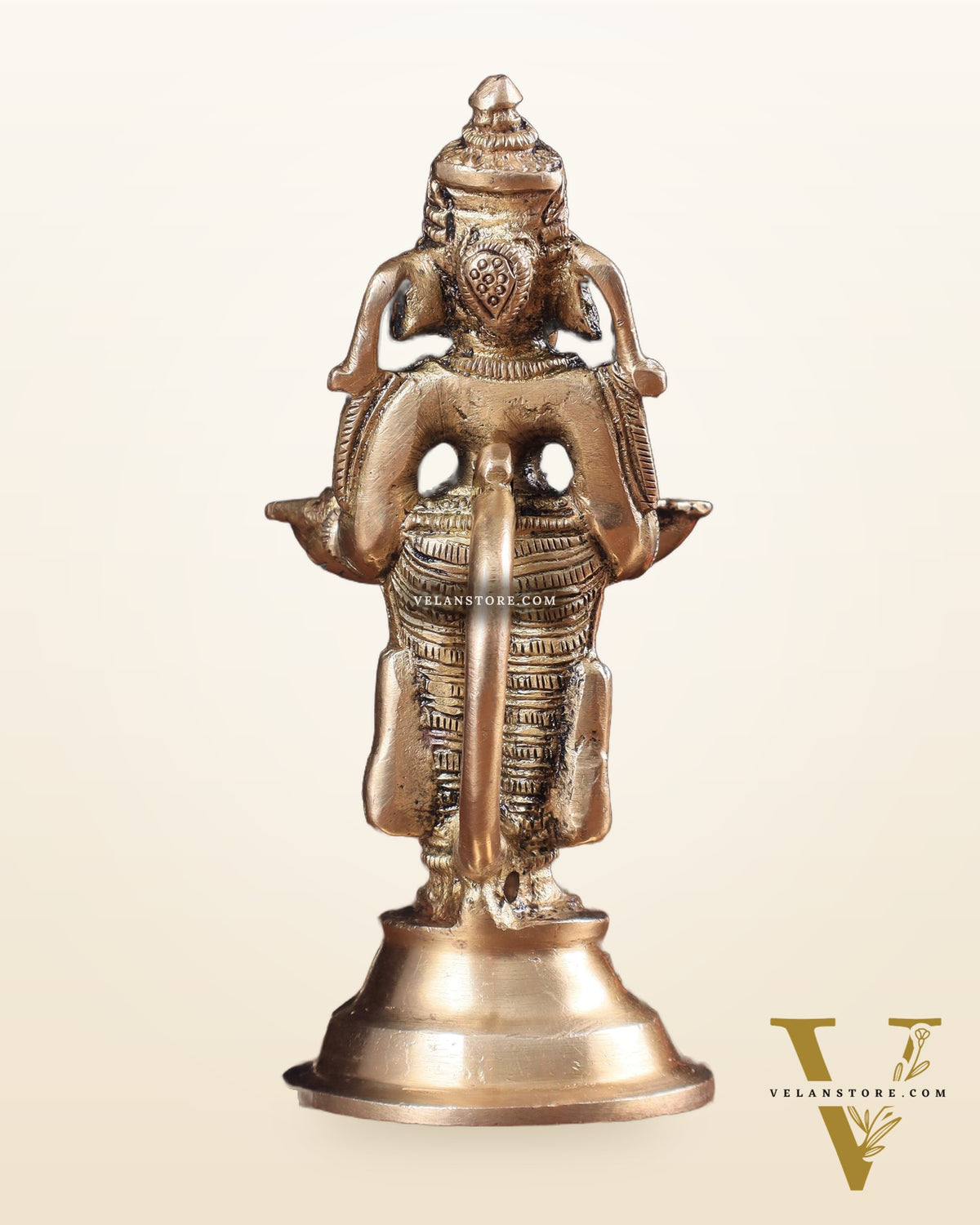 Pure Brass Lord Ganesha Holding Two Diyas small 5.5"