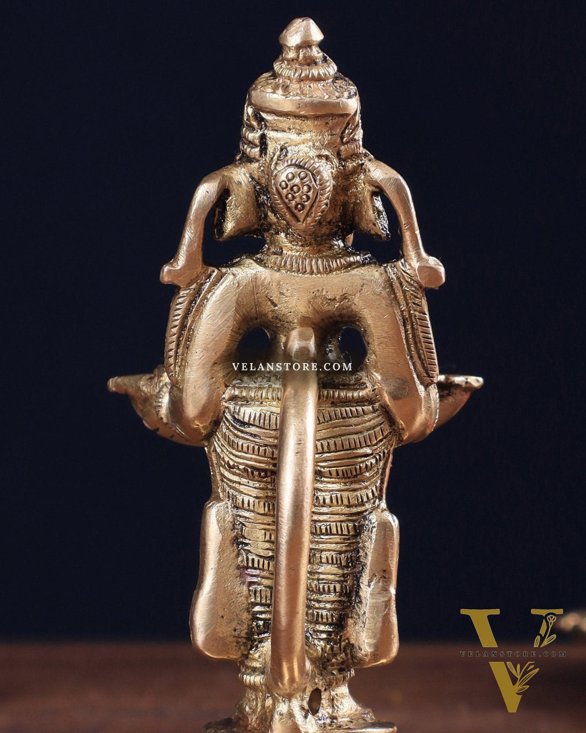 Pure Brass Lord Ganesha Holding Two Diyas small 5.5"