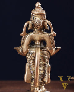 Pure Brass Lord Ganesha Holding Two Diyas small 5.5"