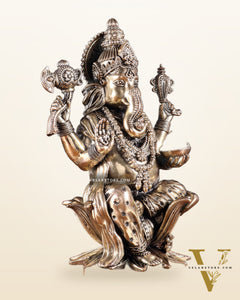 Pure Brass Lord Ganesha Idol – 10 Inch