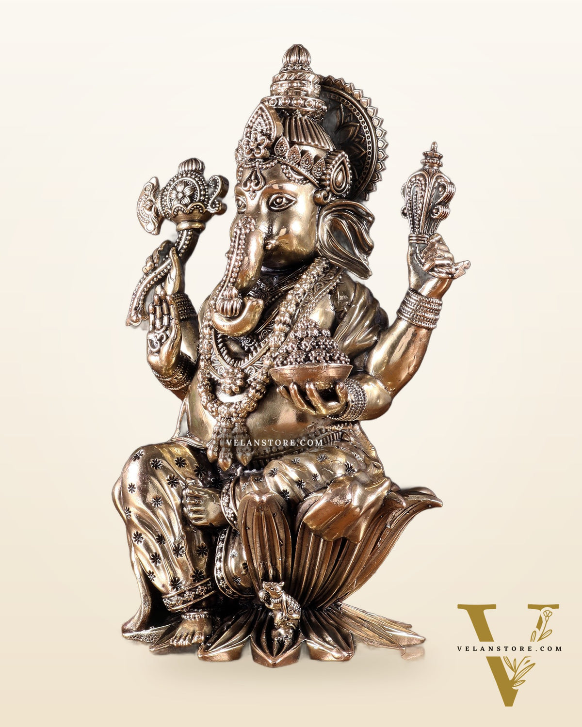 Pure Brass Lord Ganesha Idol – 10 Inch