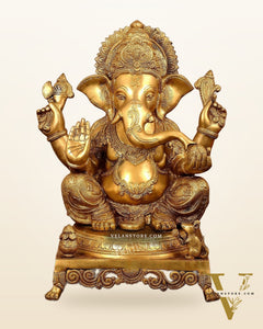 Pure Brass Lord Ganesha Idol - 18 inch