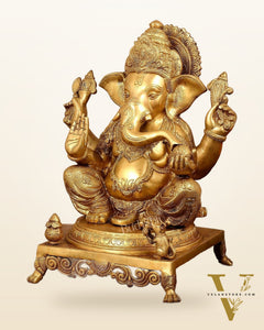 Pure Brass Lord Ganesha Idol - 18 inch
