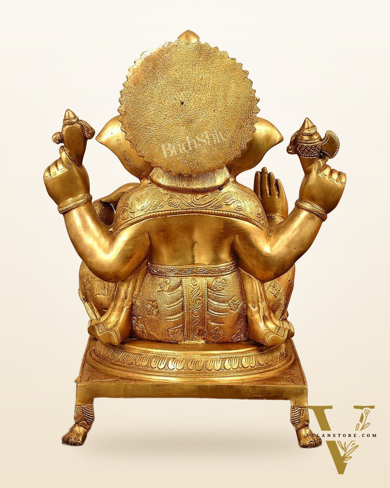 Pure Brass Lord Ganesha Idol - 18 inch