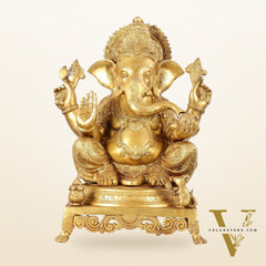 Pure Brass Lord Ganesha Idol - 18 inch