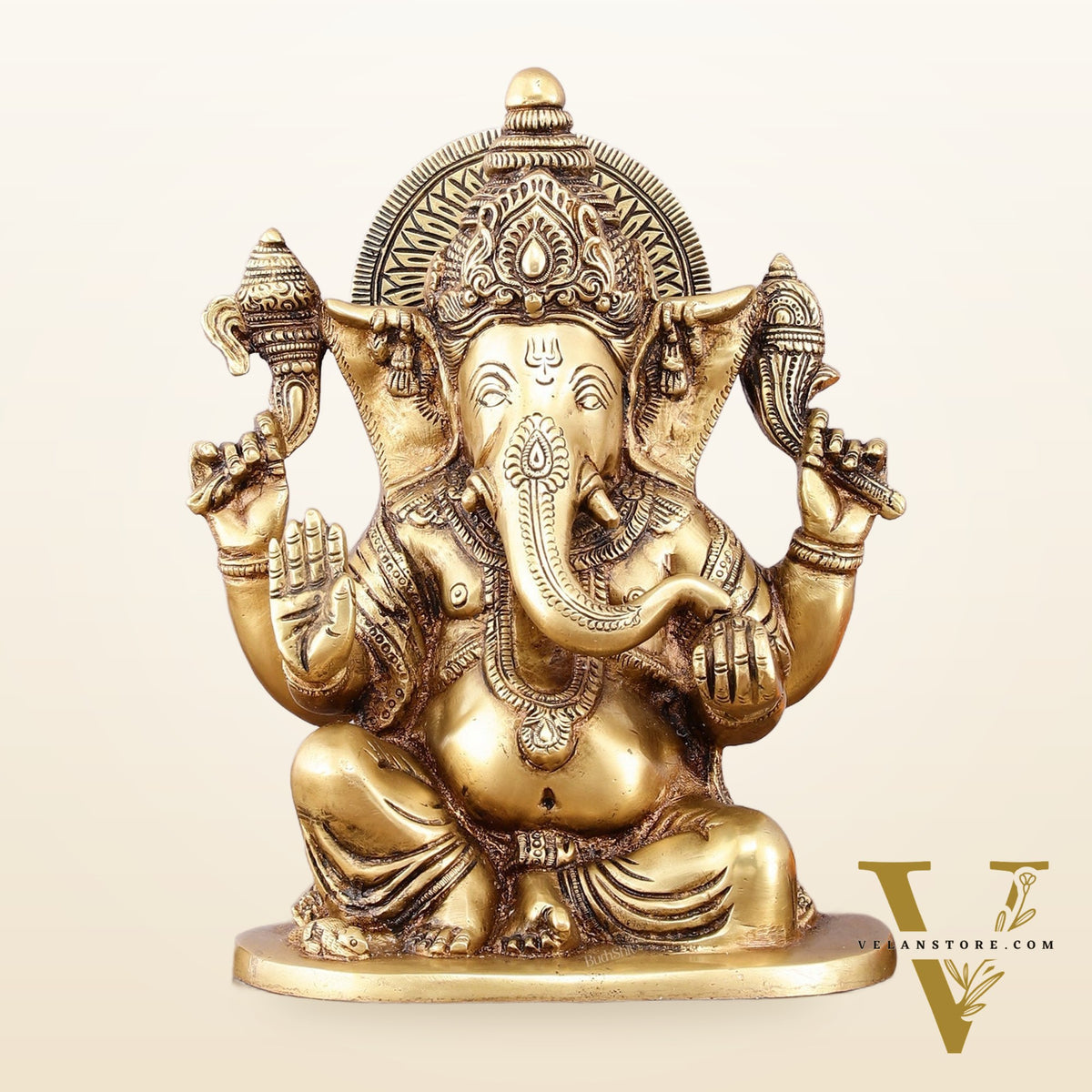 Pure Brass Lord Ganesha Idol – 8"