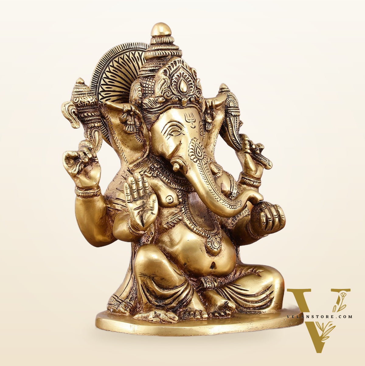 Pure Brass Lord Ganesha Idol – 8"