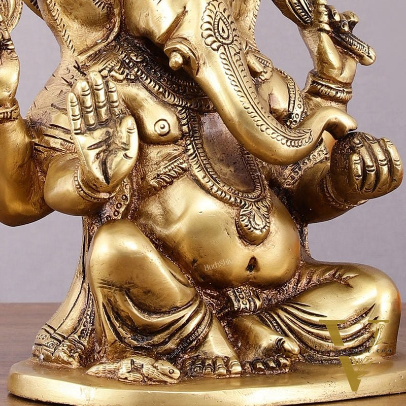 Pure Brass Lord Ganesha Idol – 8"