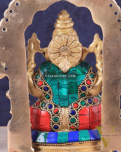 Pure Brass Lord Ganesha Idol | Meenakari Stonework 8"