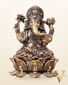 Pure Brass Lord Ganesha Idol Unique 3"