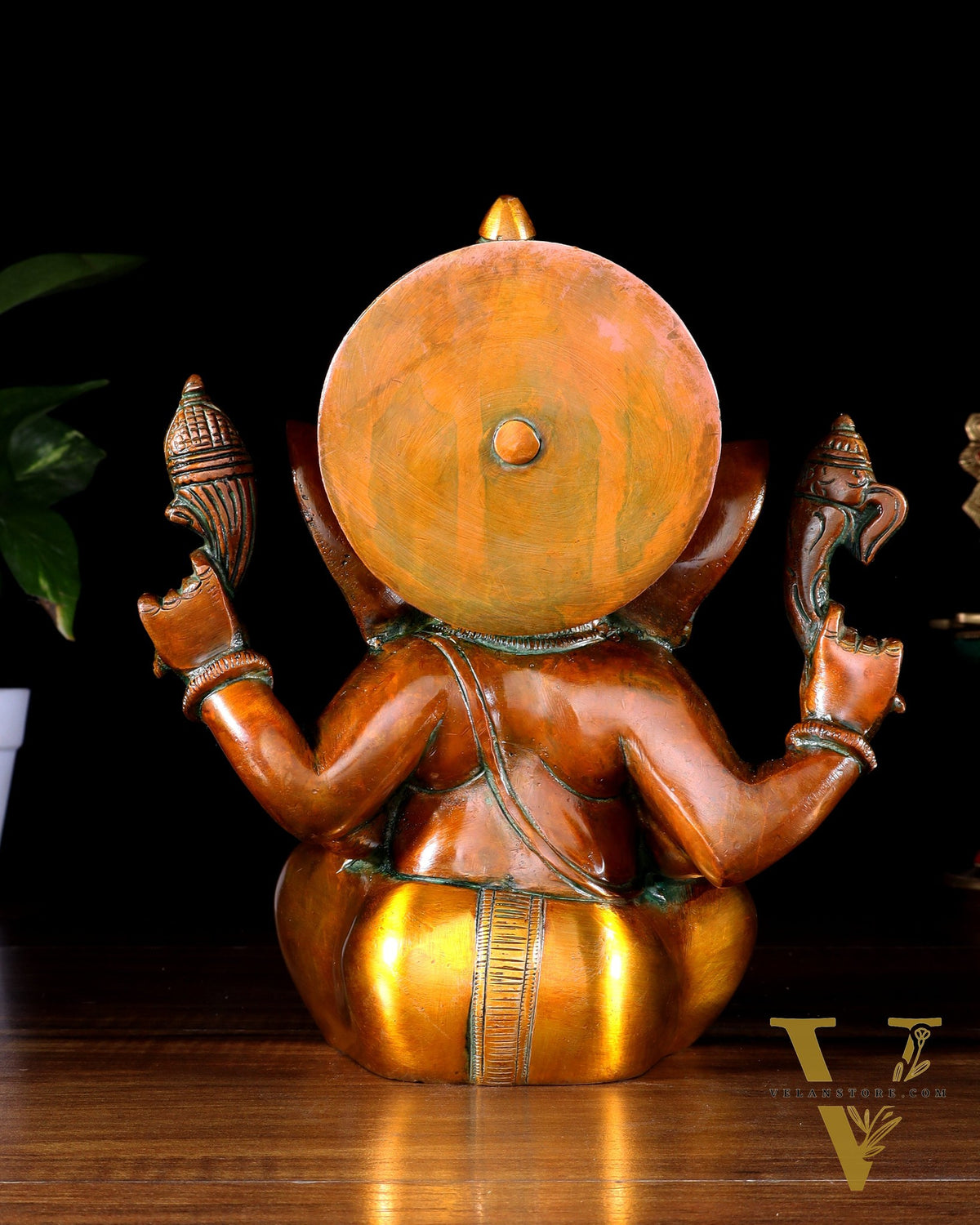 Pure Brass Lord Ganesha Idol – Vintage Finish 8"