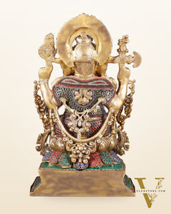 Pure Brass Lord Ganesha Idol with Jewellers Meenakari 18"