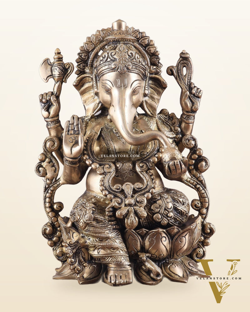 Pure Brass Lord Ganesha Idol with matte Finish