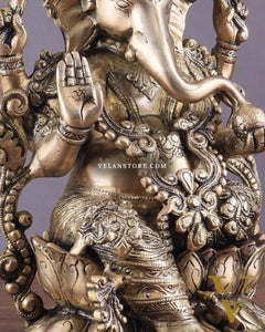 Pure Brass Lord Ganesha Idol with matte Finish
