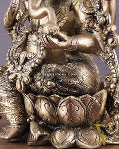 Pure Brass Lord Ganesha Idol with matte Finish