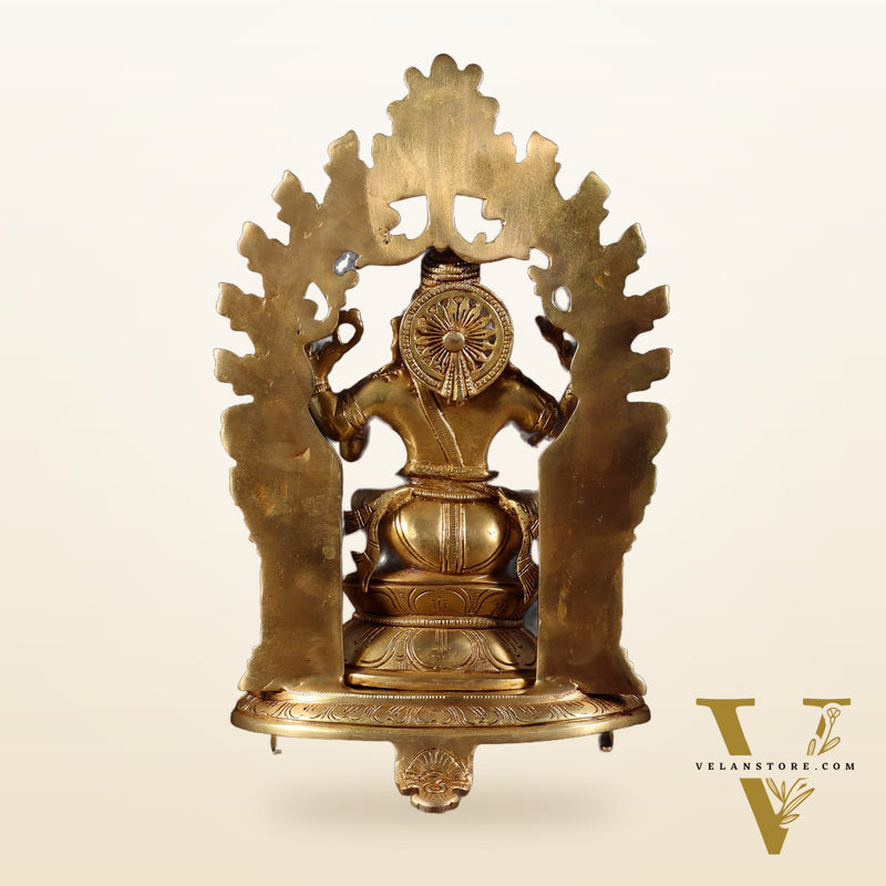 Pure Brass Lord Ganesha Idol with Prabhavali | 12 Inch