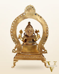 Pure Brass Lord Ganesha Idol with Prabhavali | 13 Inch
