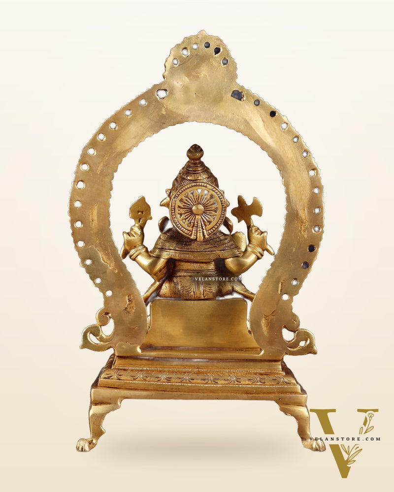 Pure Brass Lord Ganesha Idol with Prabhavali | 13 Inch