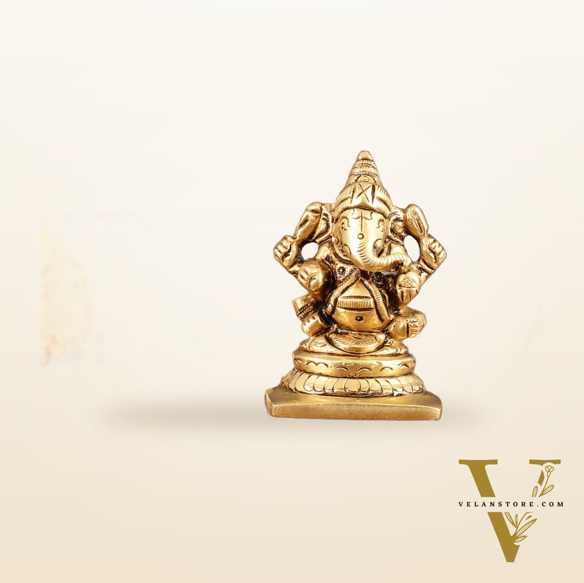 Pure Brass Lord Ganesha Miniature Idol - 2 Inch