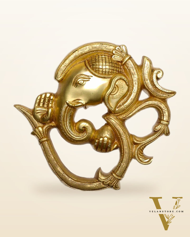 Pure Brass Lord Ganesha Om wall hanging 8.5"